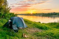 A tent by a river